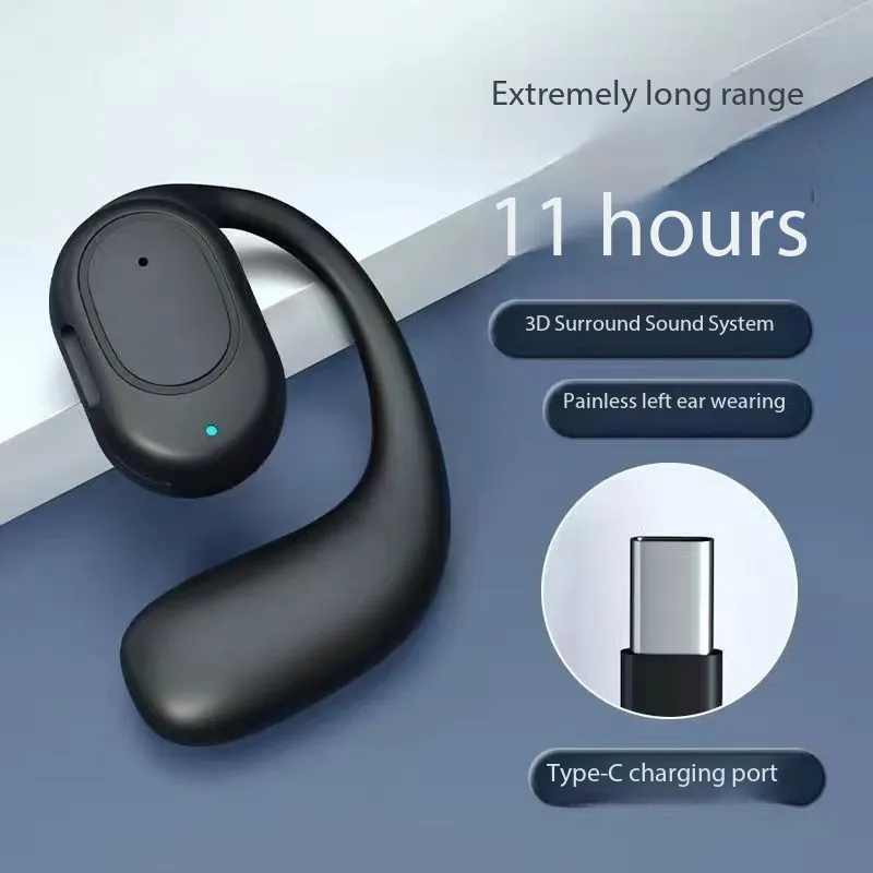 

Handsfree earphone headphone Single wireless bluetooth headphones sport Ear-Hook Air Conduction Headset For Driving Audifonos