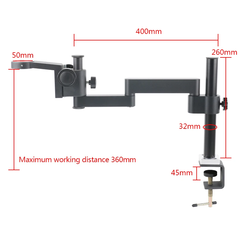 Rotating Folding Arm Microscope Rripod Articulating Clamp Stand 76mm Trinocular Bracket 50mm Zoom C Mount Lens Focus Holder