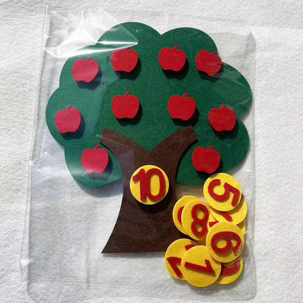 2 Sets Apple Tree Numbers DIY Kids Toy Felt Apples Children's Toys Non-woven Christmas