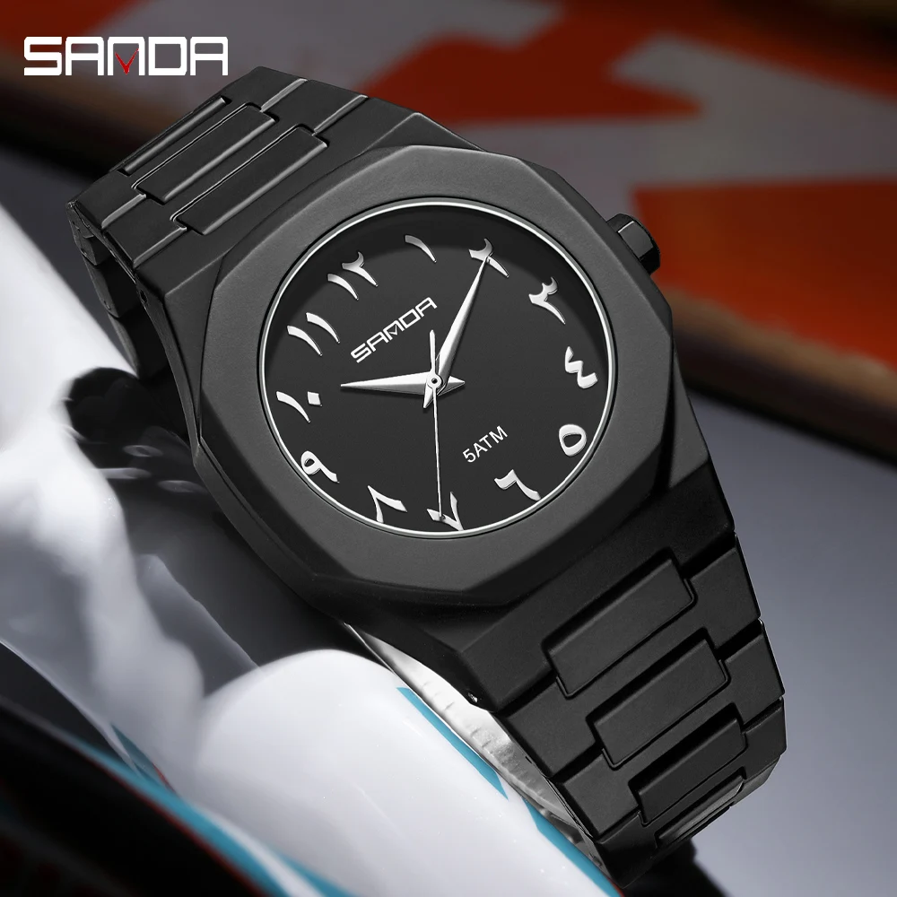 

SANDA Роскошные мужские кварцевые часы 50 м водонепроницаемые автоматические часы с датой мужской пластиковый ремешок для часов модные повседневные часы для мужчин часы