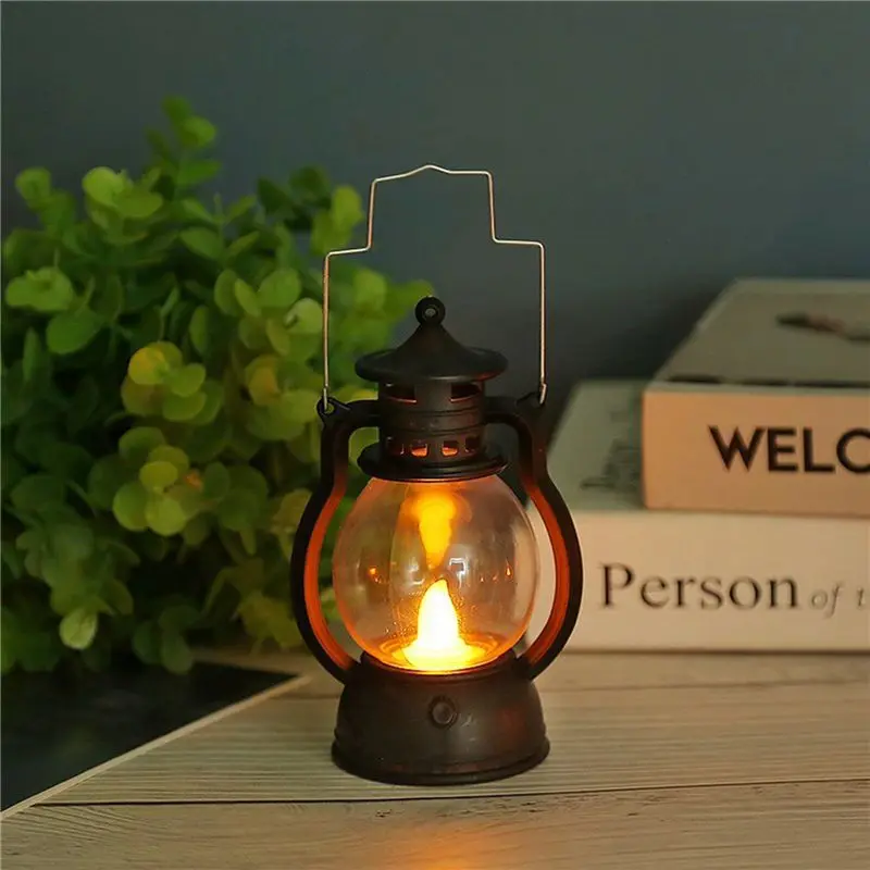 12 Pcs Mini Lantern Decorative With LED Candle Hanging Candle Lanterns Battery Silver