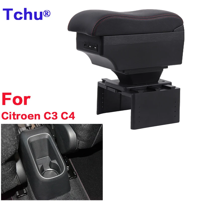 

For Citroen C3 Citroen C4 armrest box car central armrest storage box plus auto accessories modified USB