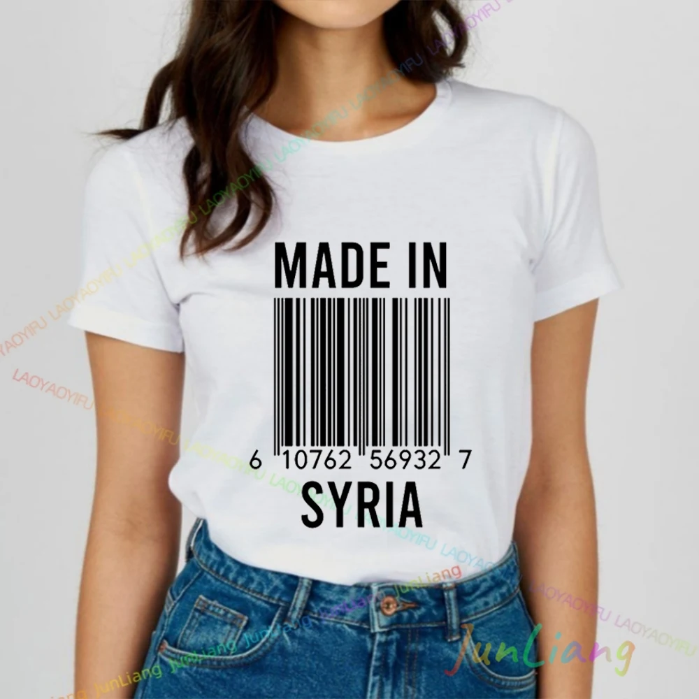 Made in Syrian Syria Flag100% Cotton Women's T-shirts Y2k Graphic Tee Men's Clothing 2024 Tshirt Short Sleeve T-shirt Streetwear