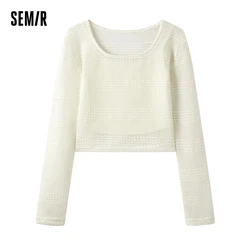 Semir Suit Women Hollowed Out Layered Camisole Two-Piece Set 2024 New Literary Base Layer Top Versatile Slimming Inner Wear