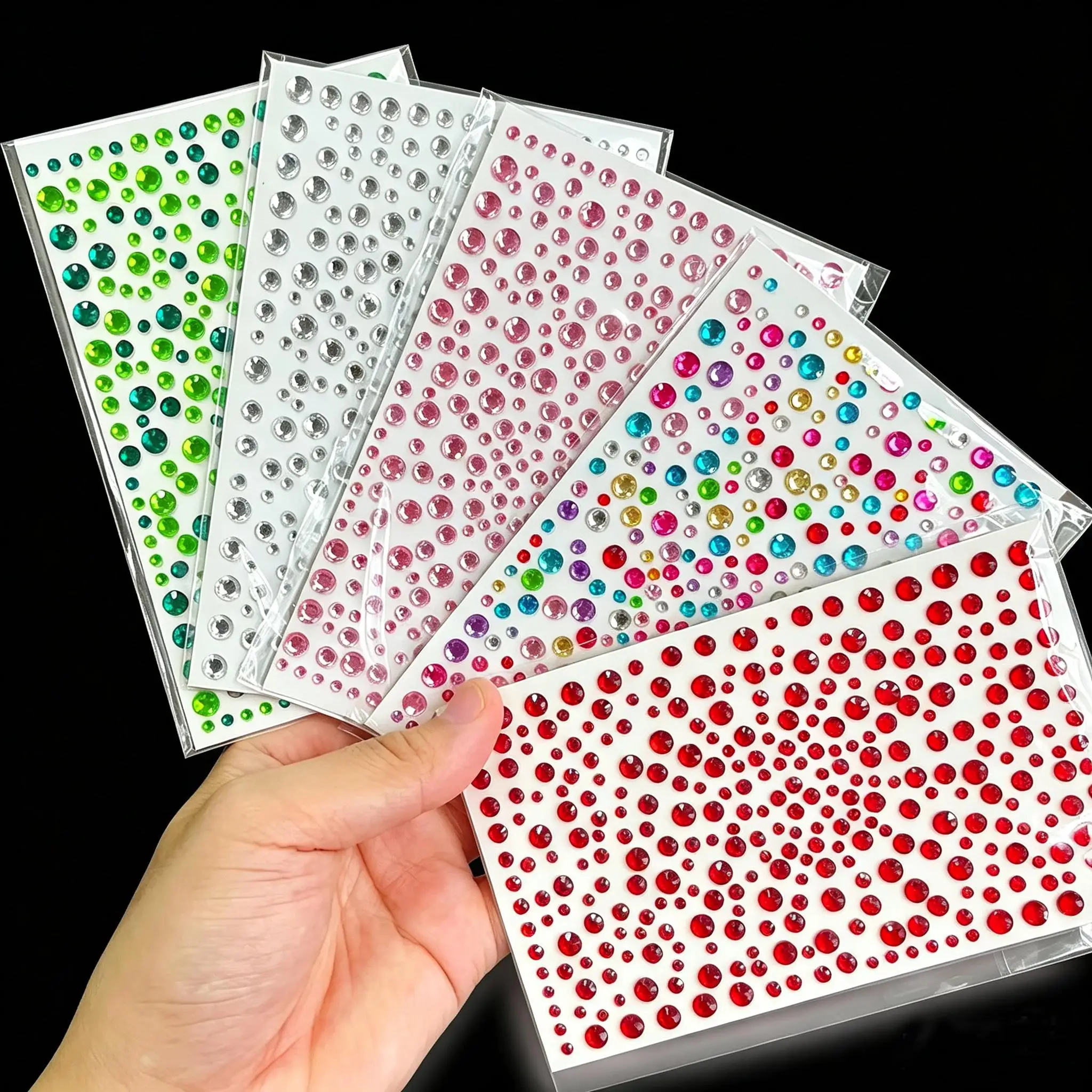 1/3/5/10 Sheets White Imitation Pearl Eyes Face Gem Jewels Eyeshadow Adhesive Sticker Tattoos Mixed Size Pearls Makeup Diamond
