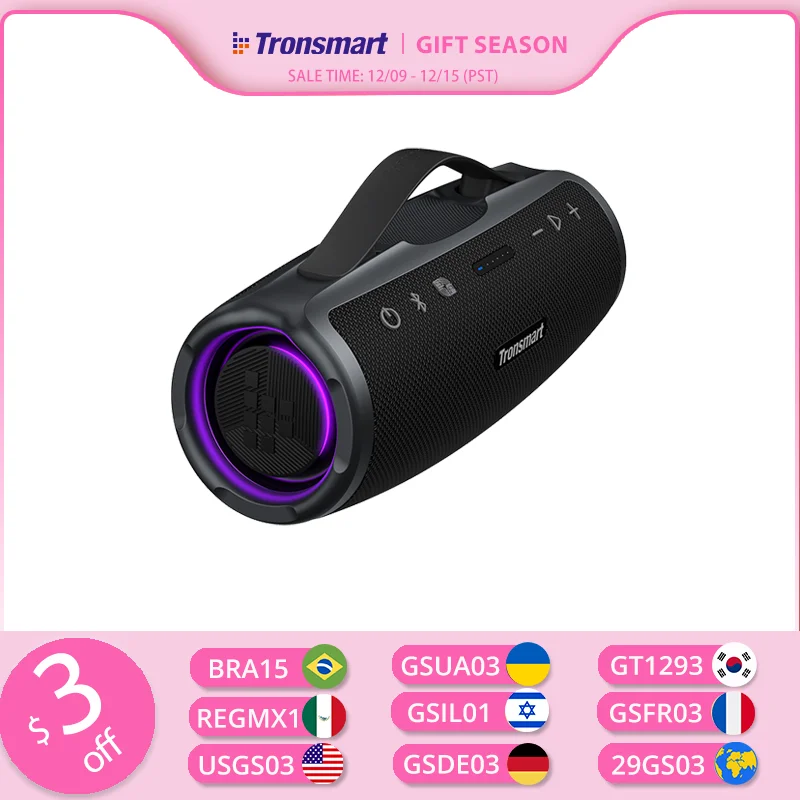 Tronsmart Mirtune S100 Speaker 50W Bluetooth Speaker with IPX7 Waterproof, APP Control, Built-in Powerbank & Retractable Handle