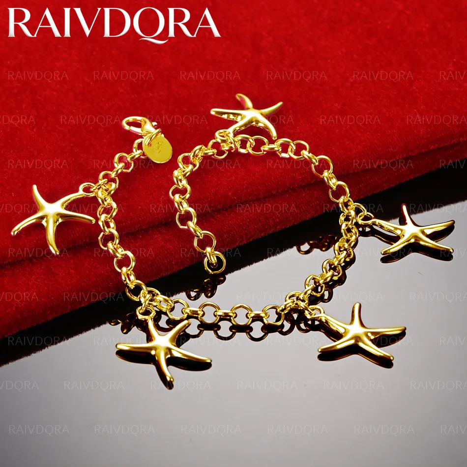 

18K Gold Plated Starfish Pendant Bracelets For Women Anniversary Gift Popular Wild Fashion Party And Daily Wear