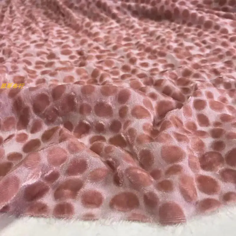Pink Velvet Polka Dot Fabric Silk Bottom Cotton Velvet See-through Cool Summer Coat Skirt Clothing Fashion Cloth