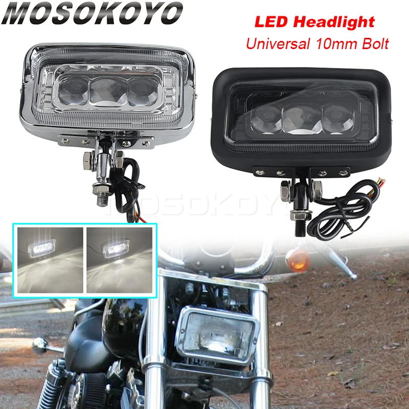

Motorcycles Headlight 6.3"*3.5" Square Head Light Lamp Square Rectangle Light 10mm Mount For Harley Chopper Bobber Cafe Racer