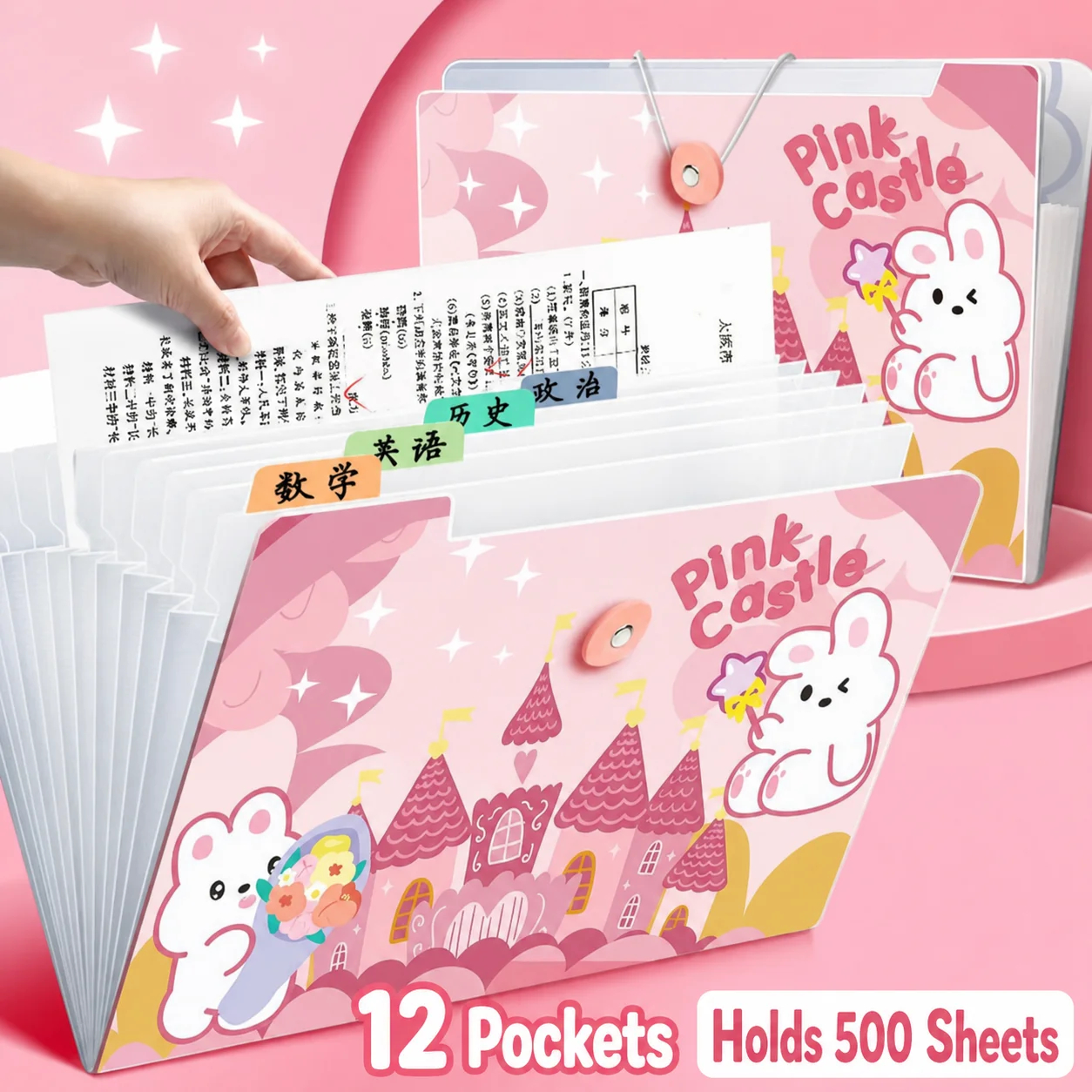 12 Pocket A4 File Accordion Folder Organizer Transparent A4 Document Bag Test Paper Storage Waterproof Folder for School Office view 4