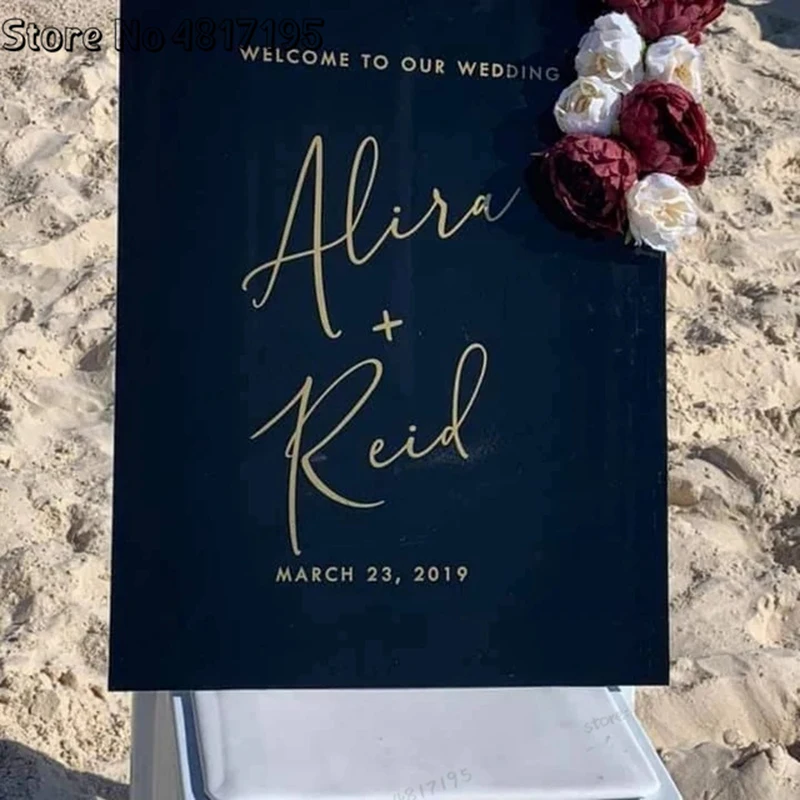 Wedding welcome To Our Wedding sign Custom Modern wedding decor Perspex Entrance Sign  Party Personalized Vinyls Poster Wedding