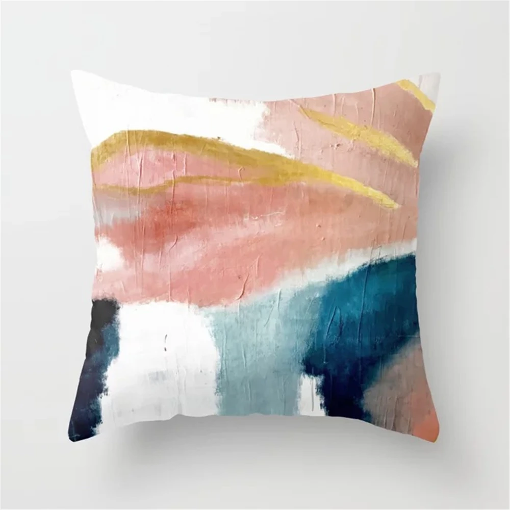 NEW Abstract Oil Painting Cushion Cover Nordic Style Hemp Pillow Cover Decorative Sofa Throw Pillows Christmas Pillow Cover 18