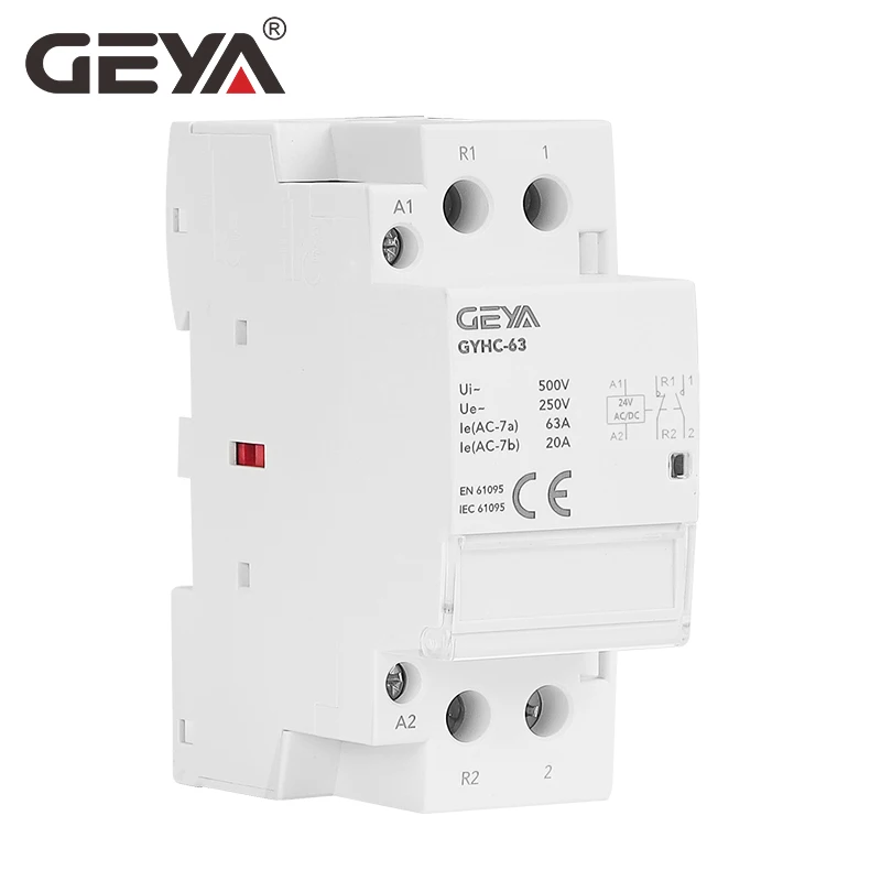 GEYA GYHC 2Pole 63A DC24V Coil Control Voltage 2NO Automatic Household Contactor Din Rail Type