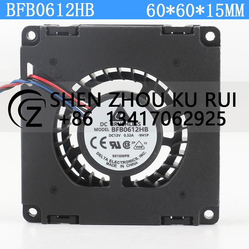 

Delta 5V 24V 48V DC12V 0.32A AC EC 6015 60X60X15MM 6CM side centrifugal turbine blower Double ball bearing BFB0612HB cooling fan
