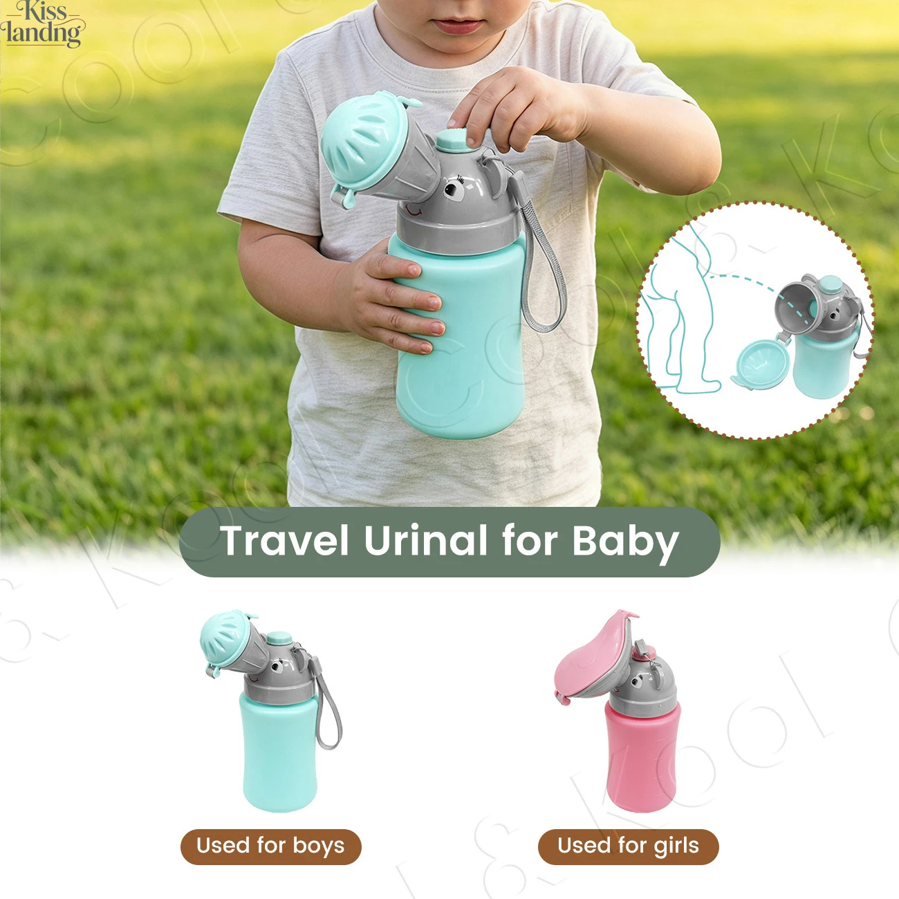 Portable Kids Travel Pee Bottle, Leak-Proof Toddler Urinal for Car Trips, Outdoor & Potty Training