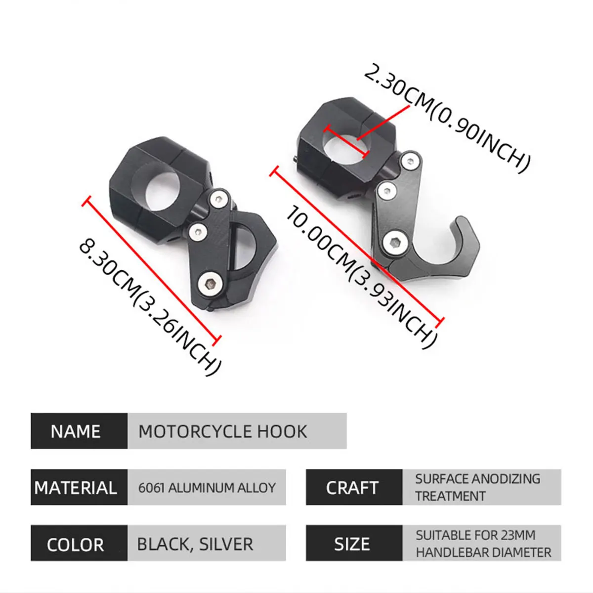 1x دراجة نارية تعديل اكسسوارات سبائك الألومنيوم طوي هوك لهوندا المقود هوك خوذة حامل تخزين الأمتعة 22-30 مللي متر