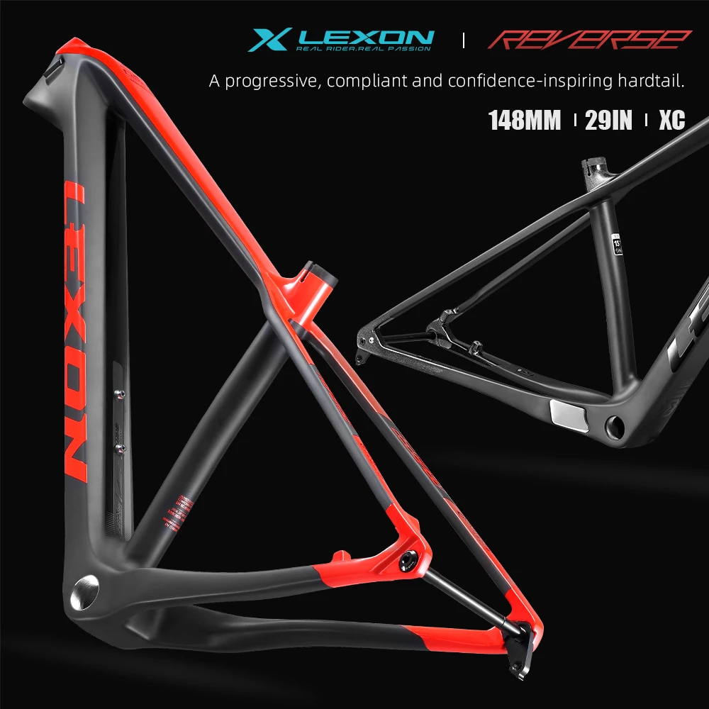 

2025 Lexon Carbon 29er MTB Hardtail Frame 148x12mm Thru Axle BSA 15/17/19 Inch Frameset Black Lightweight XC Trail Riding