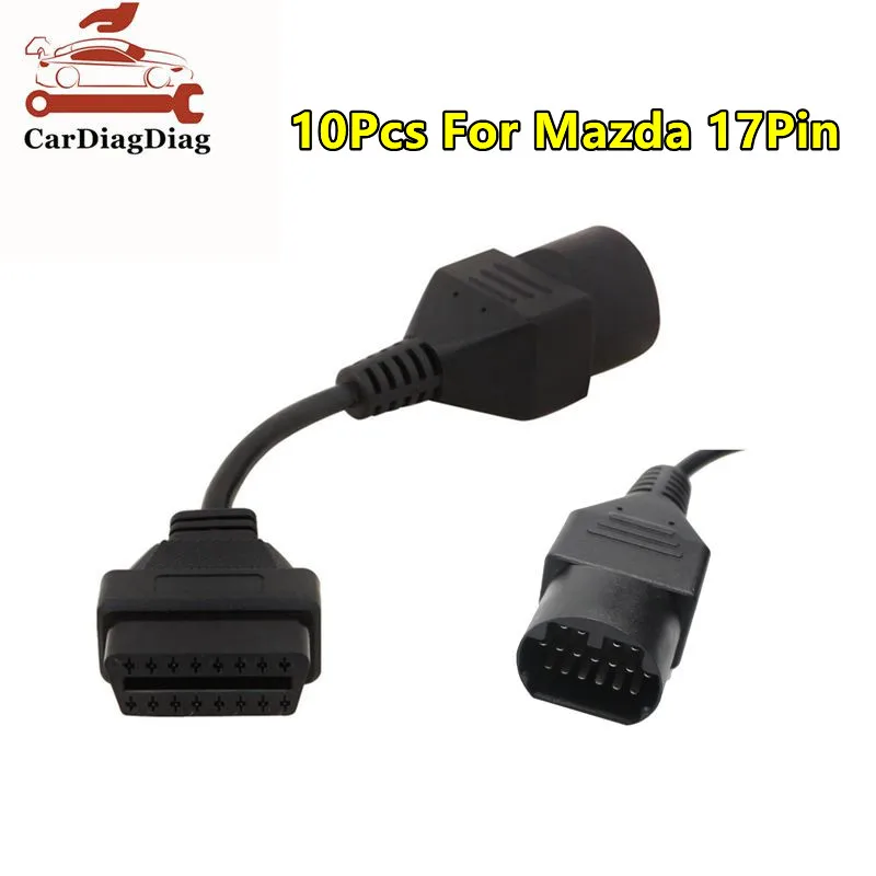 

10Pcs/Lot For Mazda 17Pin to 16Pin OBD2 OBD II Cable Connector Cable for Mazda 17 Pin Connect Adapter High Quality