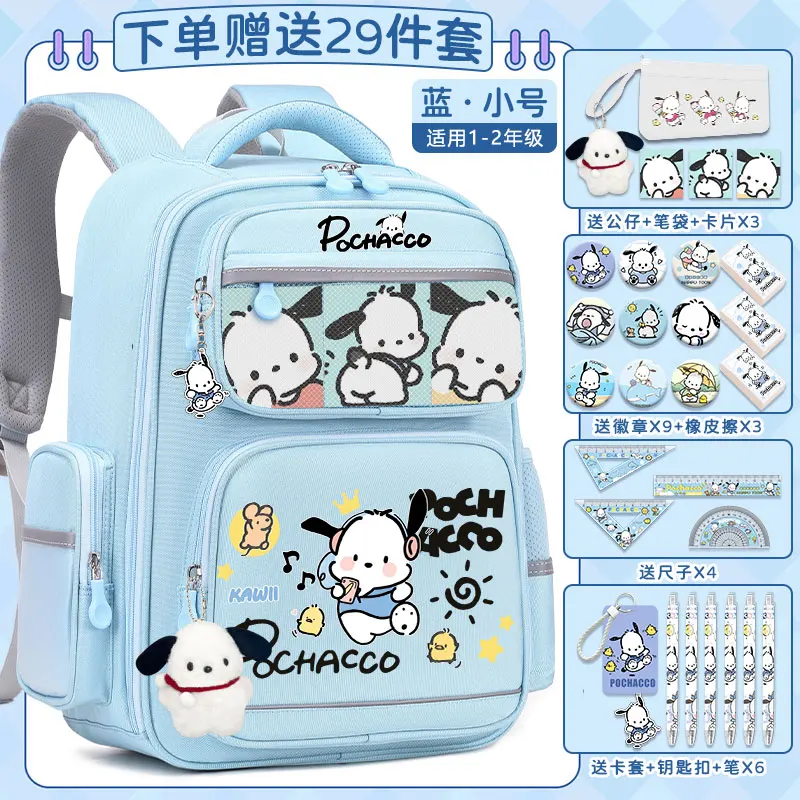 Sanrio Pacha Dog Student Schoolbag, leve e casual resistente a manchas, almofada de ombro, mochila impermeável, novo