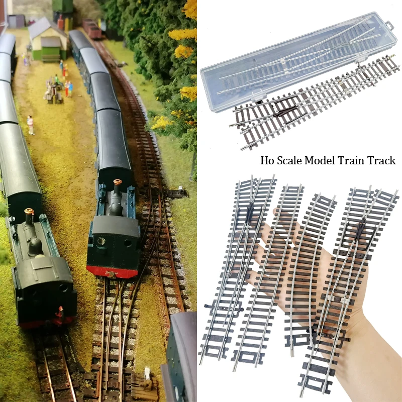 1/2/4pcs 1/87 Ho scale Model train track miniature railway trackcan be powered curved track Left Right turnout track model