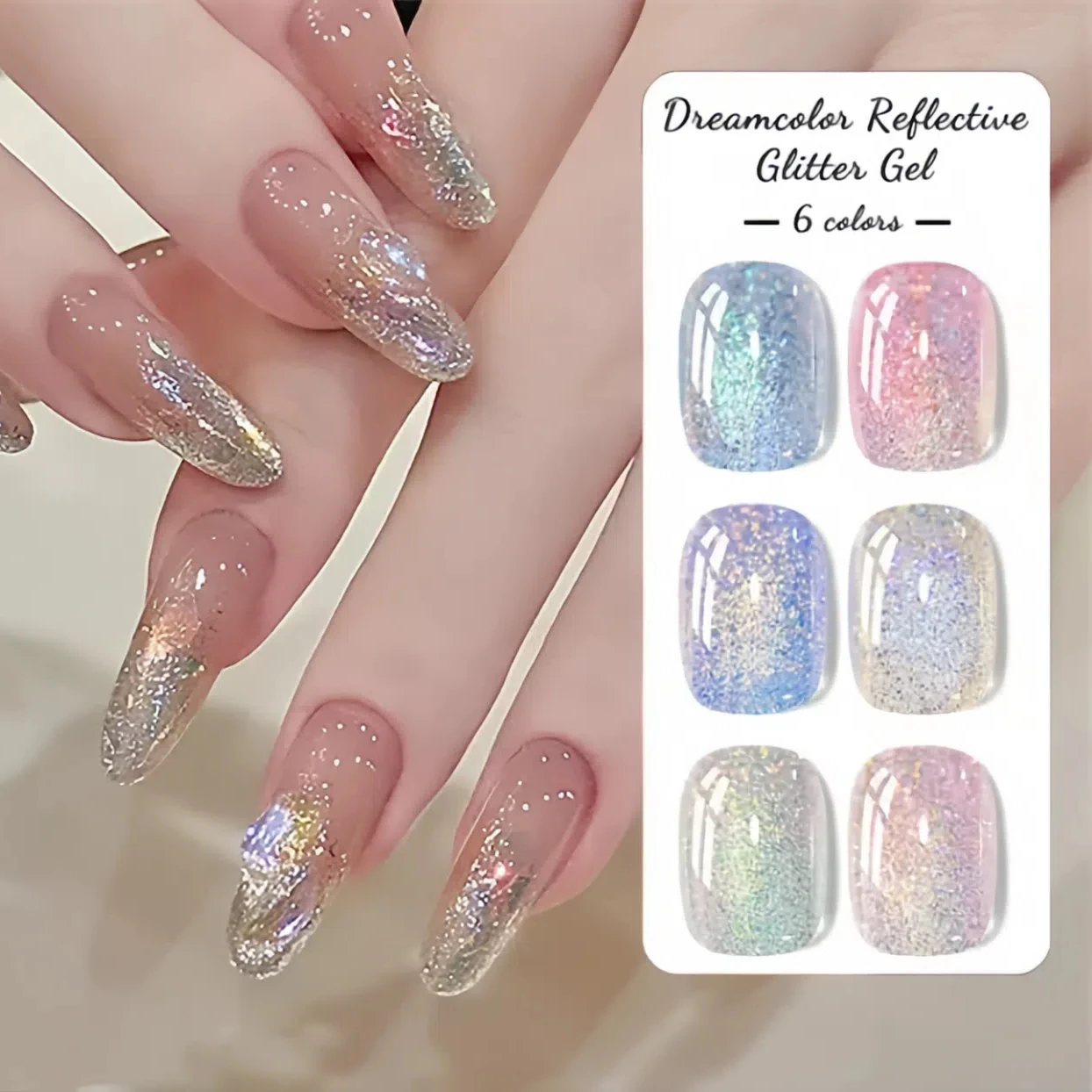MEET ACROSS 7ml Auroras Reflective Glitter Gel Nail Polish Holographic Glitter Gel For Manicure Soak Off UV Gel Nails Art Design