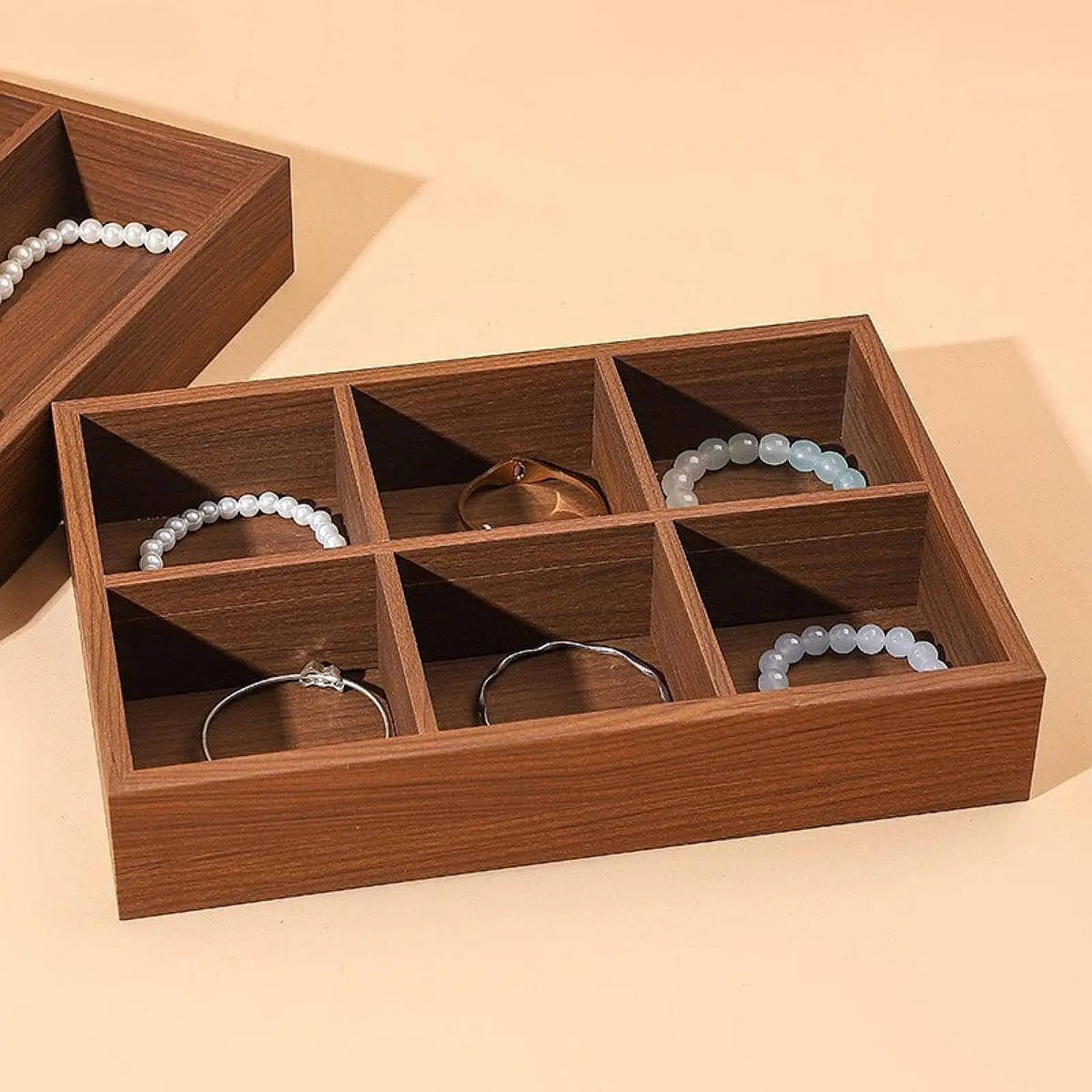

Деревянный поднос для ювелирных изделий, декоративный элегантный женский витрина, настольный поднос для хранения ювелирных изделий для браслетов, колец, браслетов, серег, подвесок