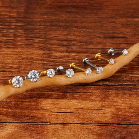 राइट ग्रैंड ASTM F136 टाइटेनियम 18G/16G थ्रेडलेस पुश पिन लैब्रेट स्टड CZ कार्टिलेज इयररिंग हेलिक्स ट्रागस नोज़ स्टड पियर्सिंग 10 best sales छेदन में धक्का - №3