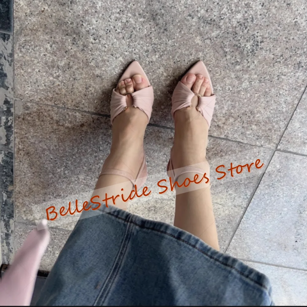 

Purple Pointed Toe Buckle Strap Pleated Sandals Open Toe Women Shoes Thin High Heels Party Banquet Dating 2025 Zapatos Para Muje