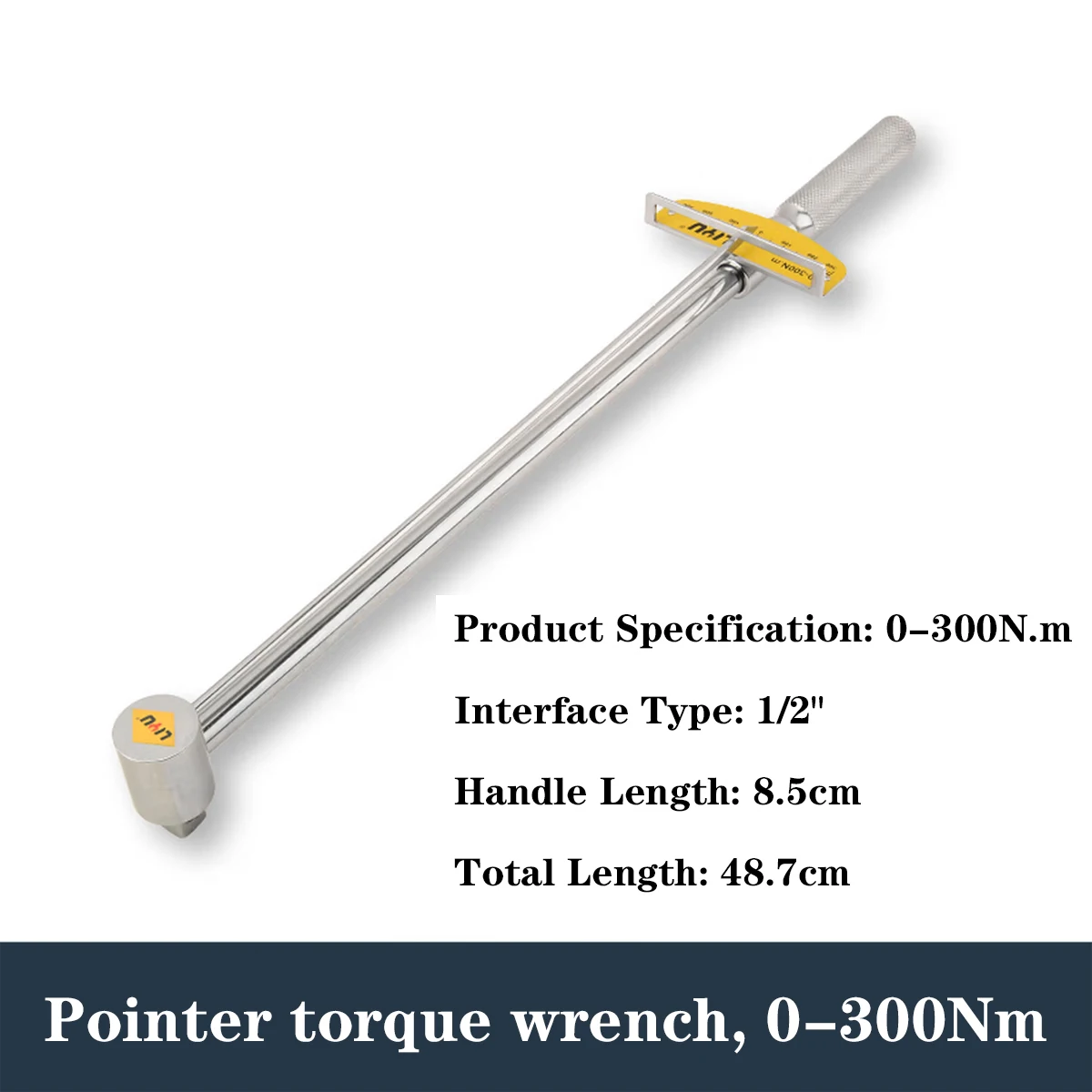 

1/2" Drive Pointer Torque Wrench 0-300N.m, High Precision Torque Spanner for Automotive Repair
