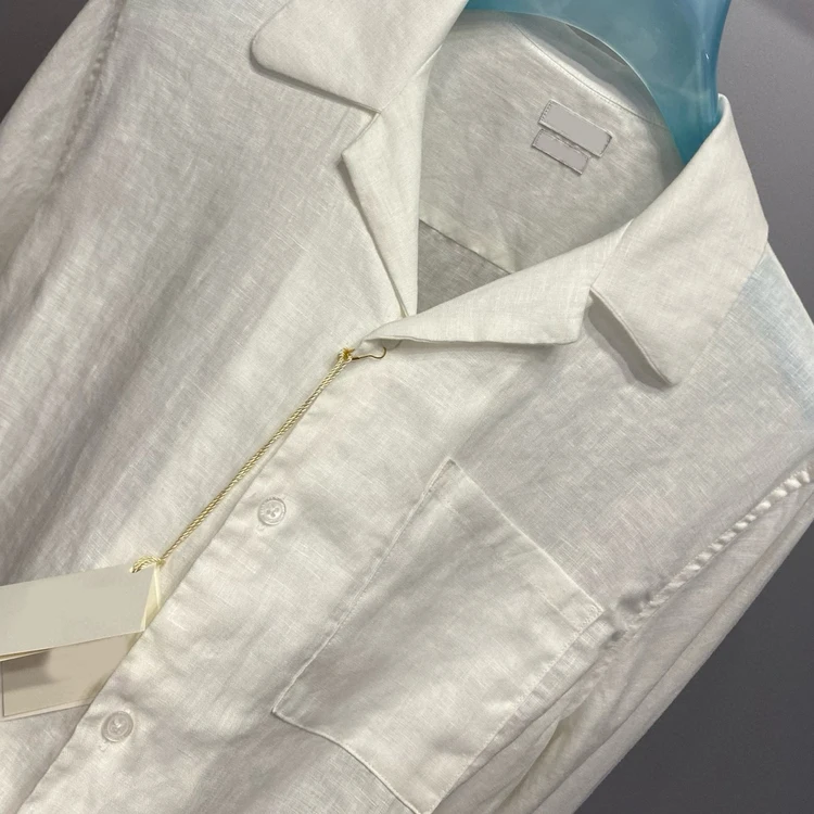 

BC Italian Lapel Solid Color Thickened Linen Casual Men's Long Sleeve Shirt