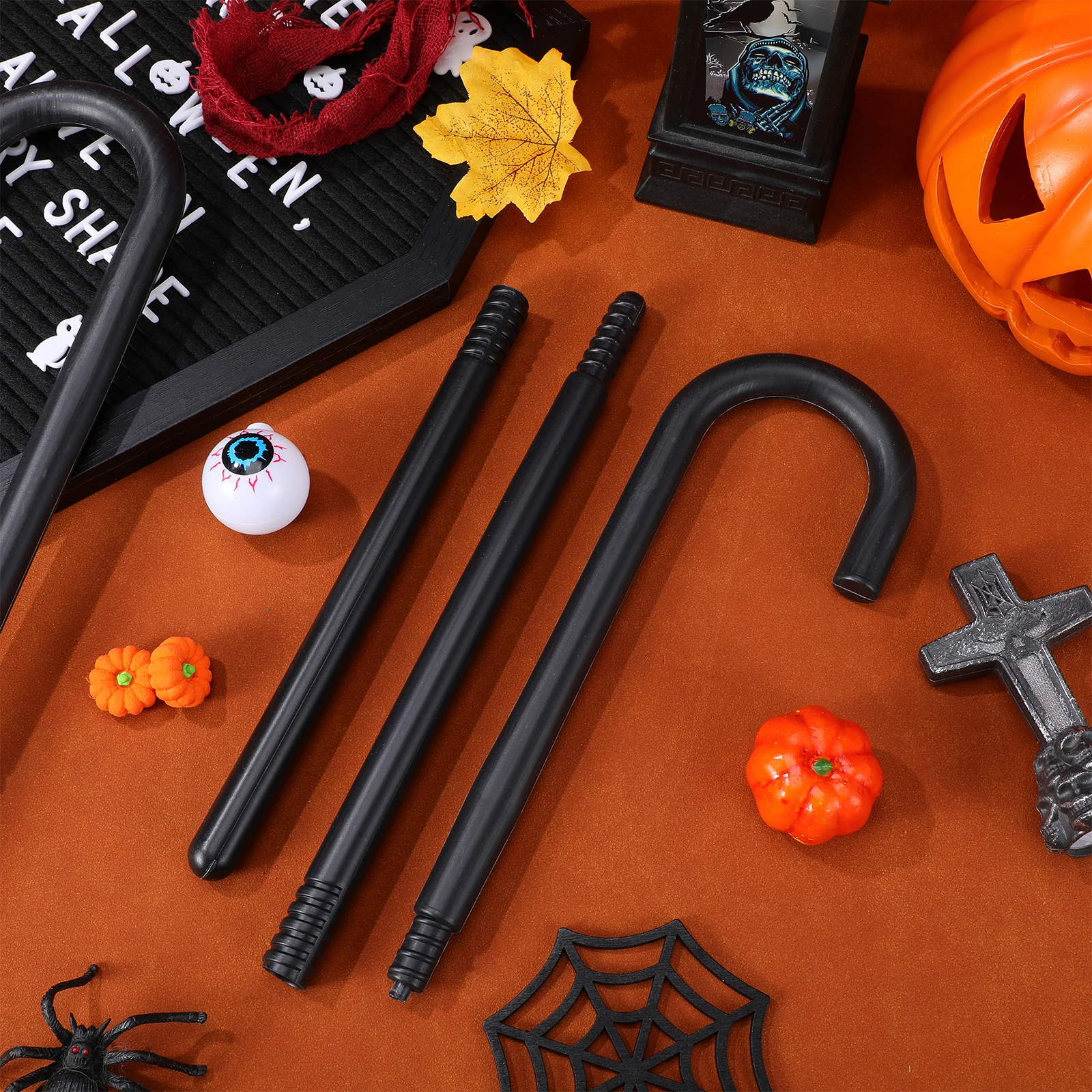 

Magician Crutch Stick Full Black 3 Sections Durable Plastic Party Performance Cosplay Halloween Prop Decorative