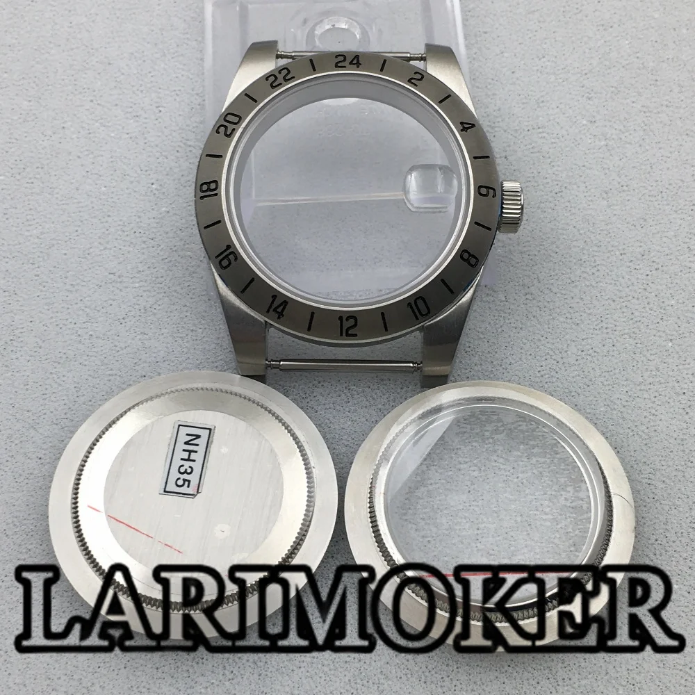 

LARIMOKER 40mm Case sapphoire Glass 24 GMT Hours Bezel Screw Crown 361L Stianless Case Accessories For NH35 NH36 Movement