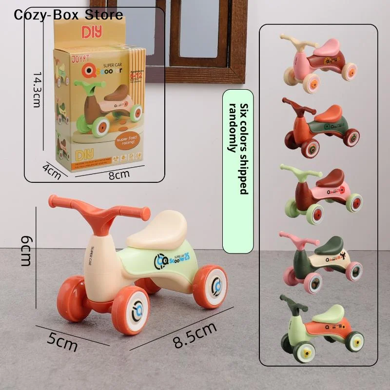 [ZY]1Pcs Simulation Mini Cute Balance Car Four-wheeled Baby Sliding Scooter Ornament Creative Assembly Car Toy Gift[ZY]