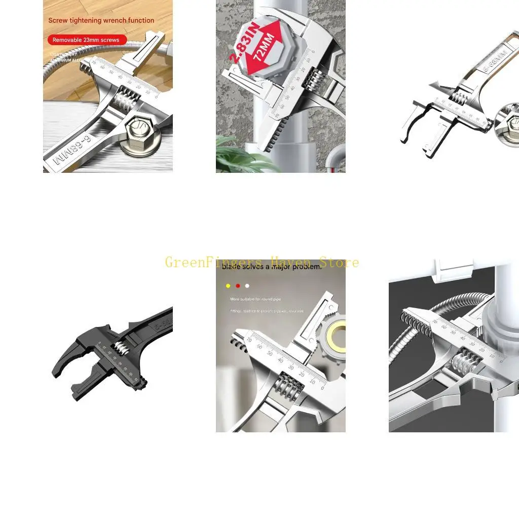 F68D Adjustable Wrench Large Open End Wrench Bathroom Short Handle Plumbing Repair Hand Tool for Bathroom Kitchen