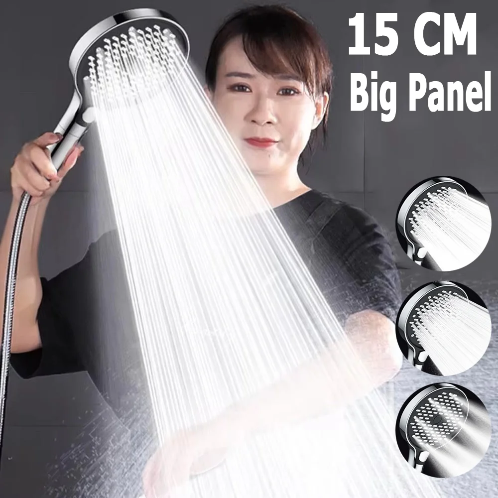 

3 Modes Big Panel Pressure Boost Shower Head High Pressure Large Flow Massage Shower With Filter Element Bathroom Accessories