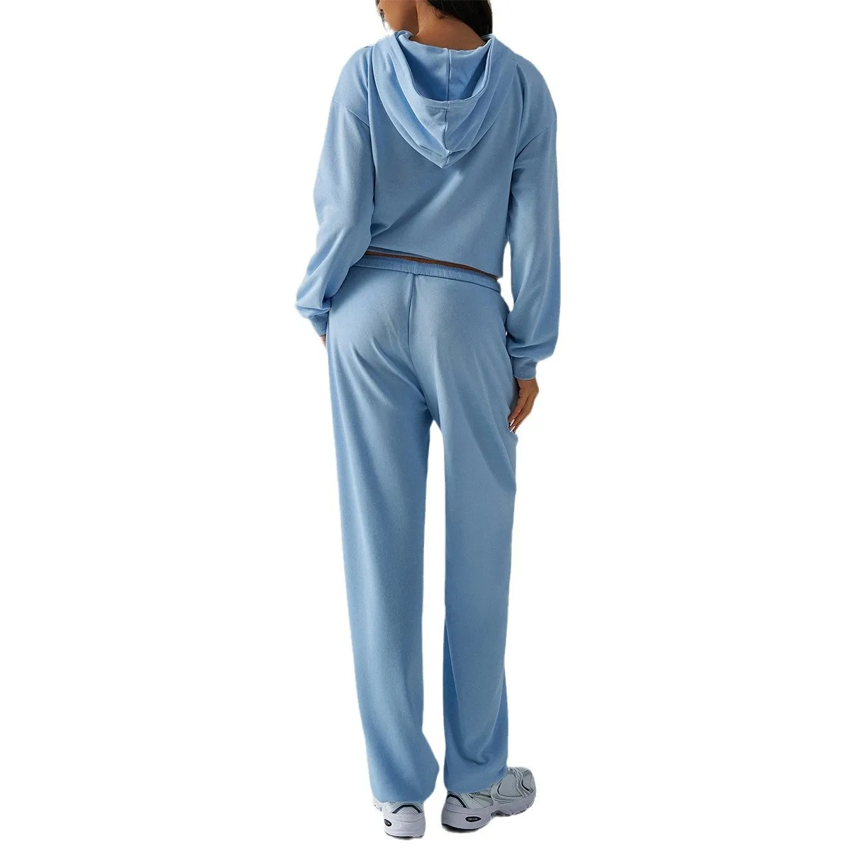 2025 Autumn and Winter Leisure and N Sports Style Hooded Sweater Slim Lace-up Trousers Suit Women Ensemble Femme 2 Pièces