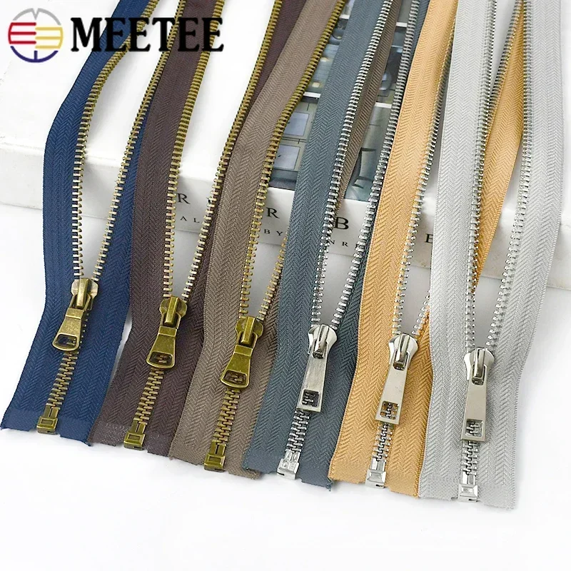 

2Pcs 5# Sewing Metal Zippers 40/50/60/70/80cm Open-End Zipper Jacket Coat Auto Lock Zip Repair Kit DIY Bag Garment Accessories