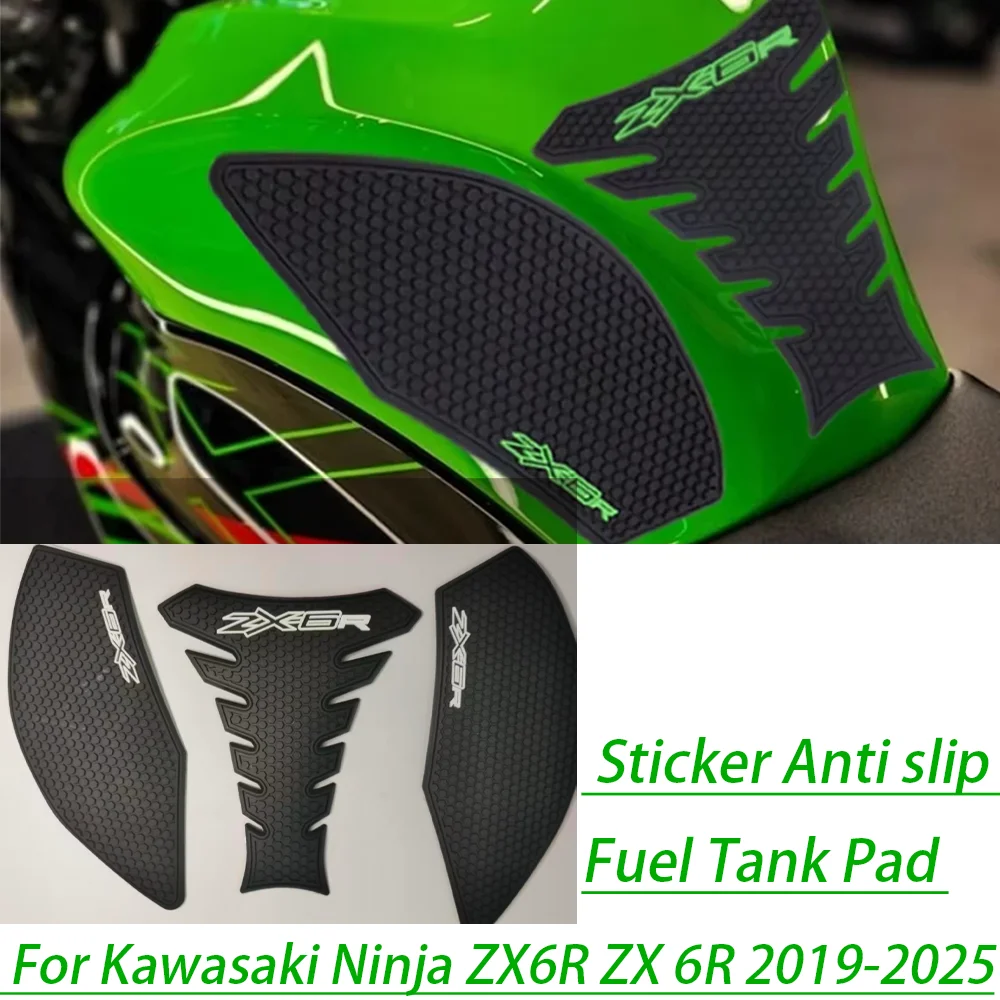 

ZX-6R мотоциклетная наклейка, противоскользящая накладка на топливный бак для Kawasaki Ninja ZX6R ZX 6R 2019-2025, 3D боковые газовые наколенники, тяговые накладки