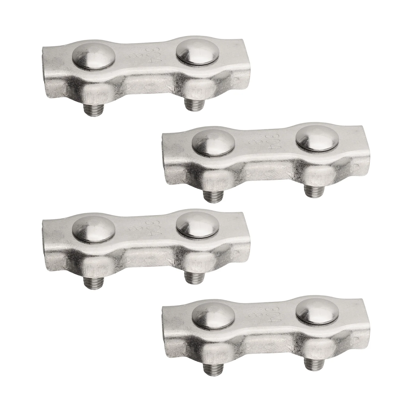 =4PCS=304=Stainless Steel Wire Rope Clamp Head Clamp Brake Line Clamp Fastener M2-M10 Dual=Chuck=Lock Cable Clamp