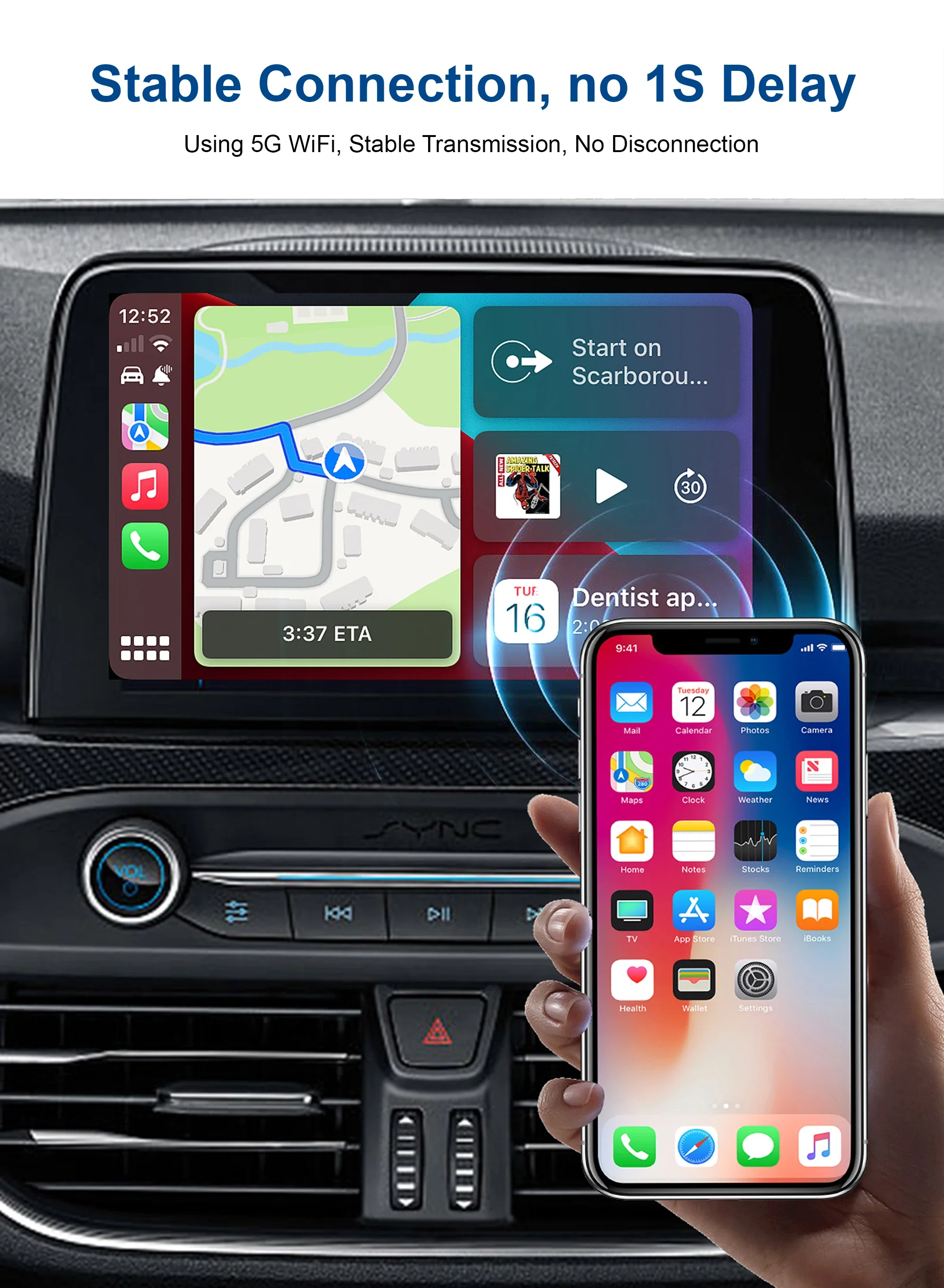 جديد 4K Smart Wireless CarPlay 4GB+32G Android Goole Stroe يدعم Netflix YouTube Ai Box مع HDMI يدعم ترقية OTA عبر الإنترنت