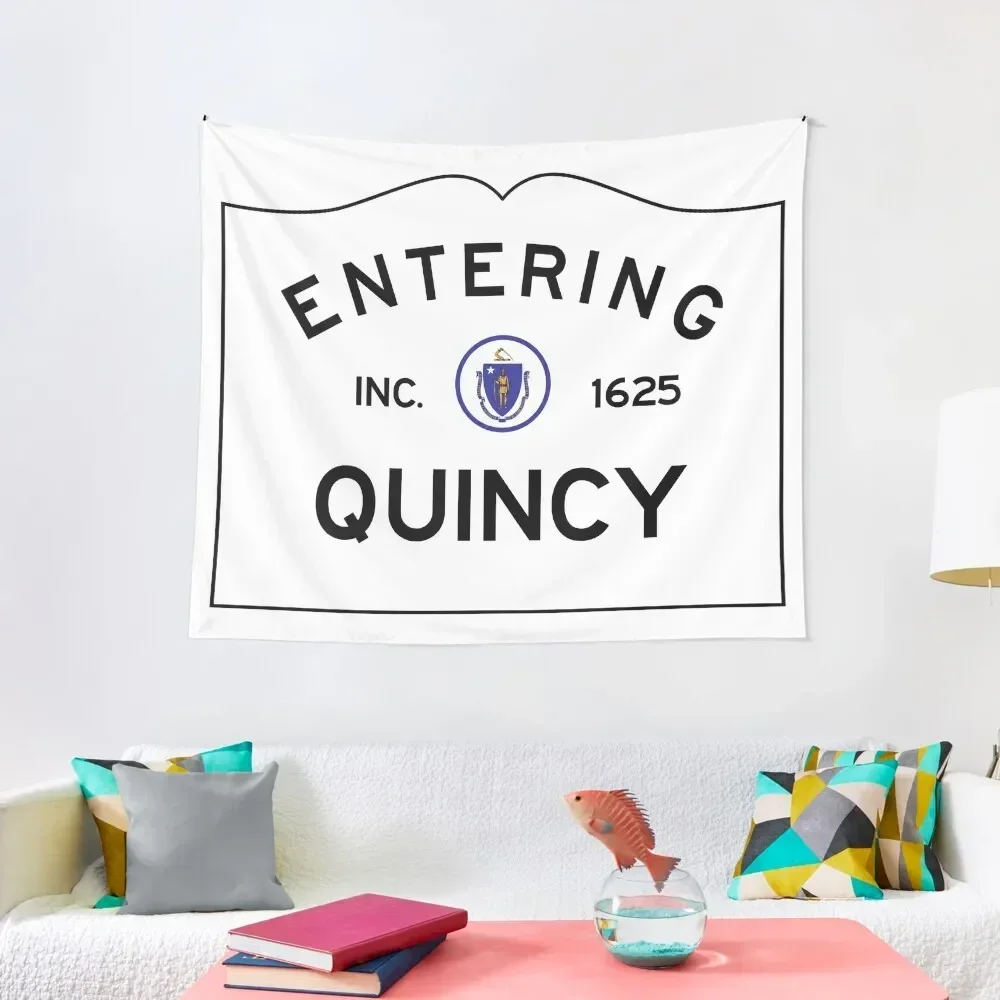 Entering Quincy - Commonwealth of Massachusetts Road Sign Tapestry Decor Home Bedroom Organization And Decoration Tapestry