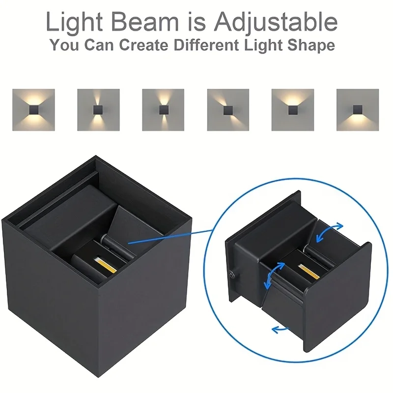 2 قطعة في الهواء الطلق وحدة إضاءة LED جداريّة ضوء مصباح قابل للتعديل زاوية AC85-265V الحد الأدنى الجدار مصباح للداخلية في الهواء الطلق حديقة المنزل الجدار الديكور #2