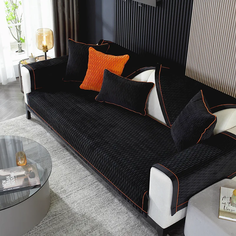 Three-Dimensional Velvet Sofa Cushion Cover Cloth Towel Thickened Non-Slip Skin-Friendly Luxury Living Room Sofa Cover Cushion