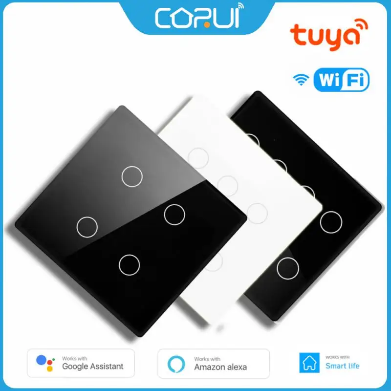 CORUI Tuya WIFI Smart Brazil Switch 4/6/8 Gang Touch Panel Wall Light Switch Smart Life Remote Control Support Alexa Google Home