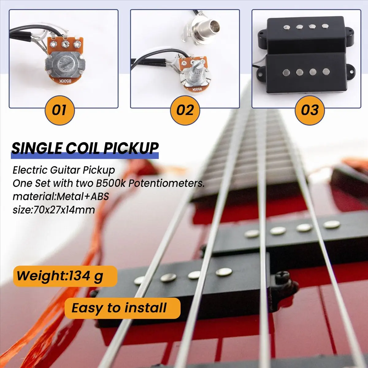 Stable- Electric Guitar Pickup Wire Harness PB Bass 4-String Electric Guitar Neck and Bridge Pickups Set