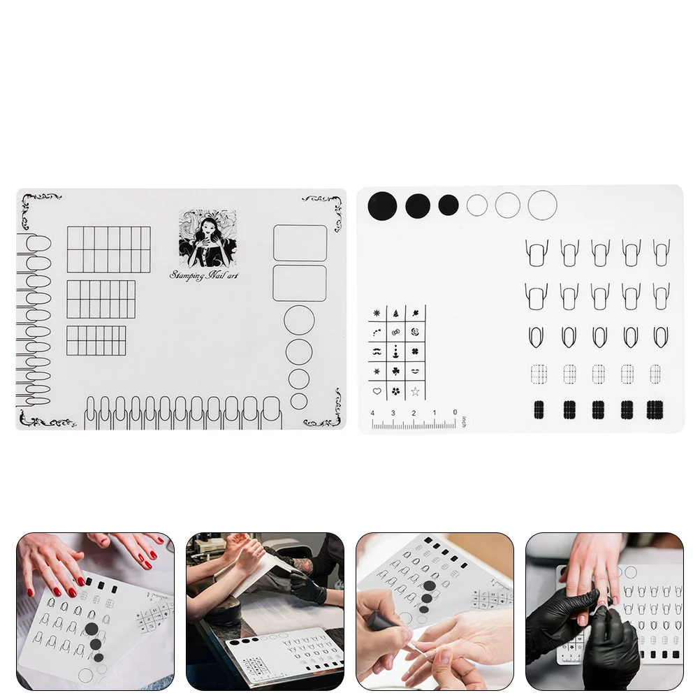 

2 Pcs Nail Coloring Pad Design Tool Practice Mat Practical DIY Mats Silica Gel