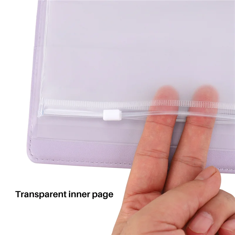 A42Z-14 Binder Bags A6 With Leather Binder Cover, 6 Rings Budget Binder With Cash Envelope, Money Saving Binder