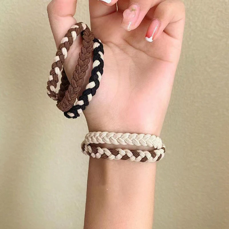 5PCS Milk Coffee Color Hair Rope Small Rubber Band Milk Tea Color Simple Braid Hair Band Nakrycie głowy dla kobiet Modne nakrycia głowy