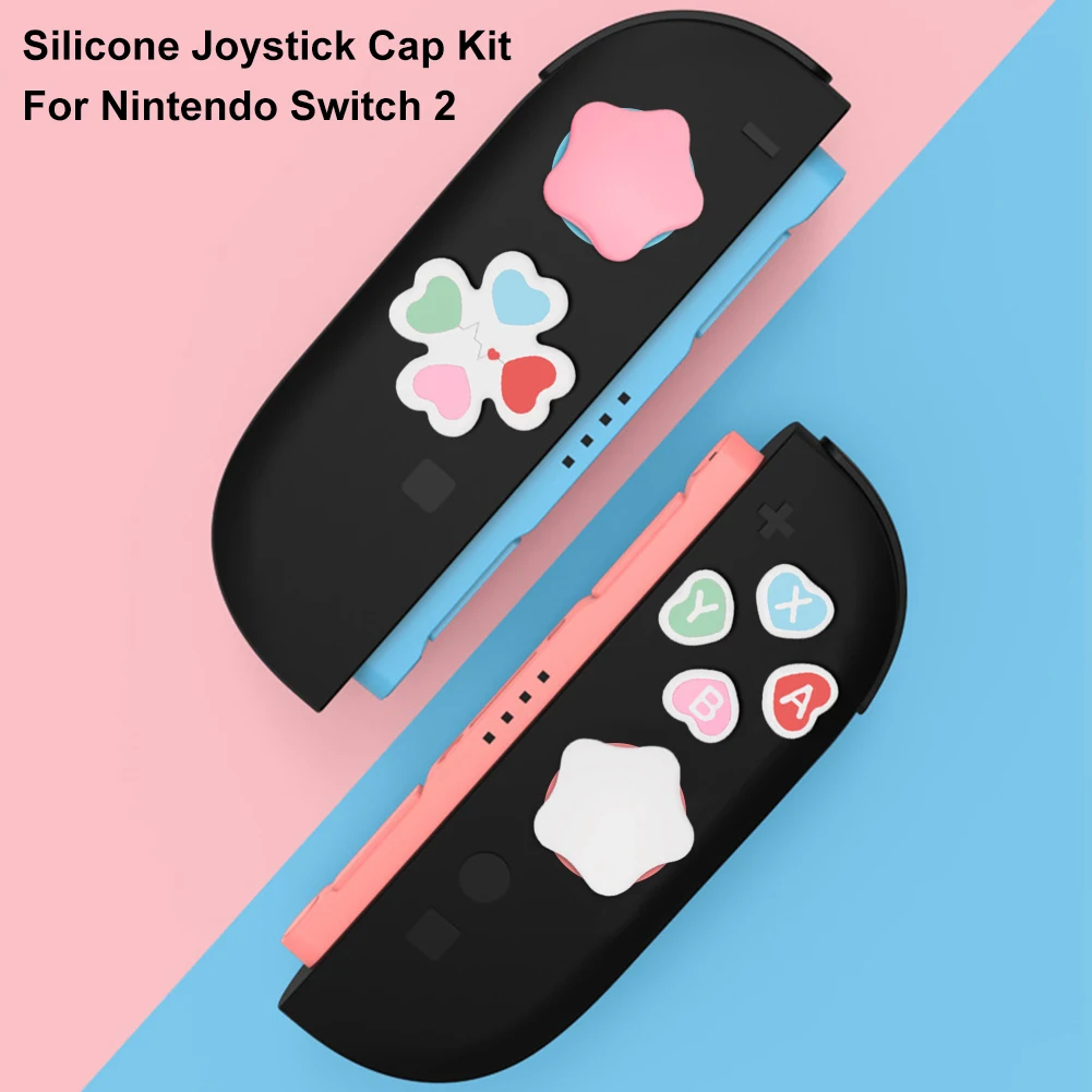 مجموعة مقابض الإبهام من السيليكون ABXY أزرار المفاتيح ملصق أعواد الإبهام غطاء مقبض لنينتندو سويتش 2 #4