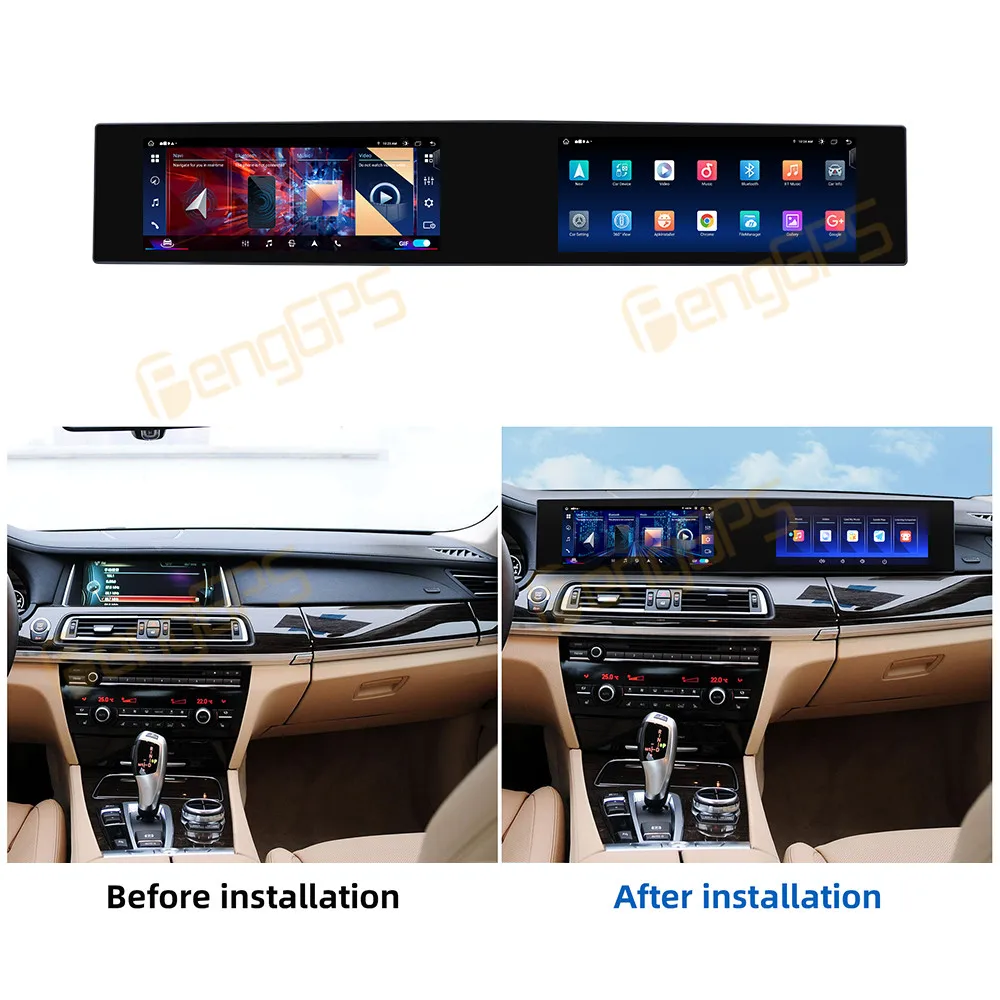 12.3 Inch Dual Screen Android 13 CarPlay Car Radio For BMW 7 Series CIC F01 F02 F04 2009-2012 Touch Screen Multimedia Player DSP